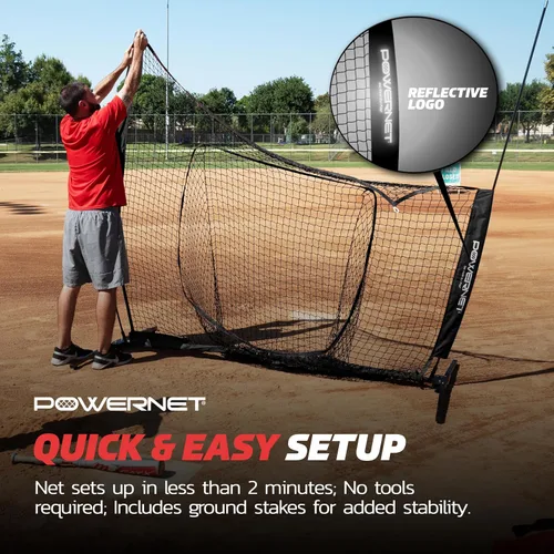 Vista 6 de PowerNet Pro One Piece Softball Baseball Net, Portable Baseball Training Equipment, Hitting, Throwing & Pitching Net with Carrying Bag