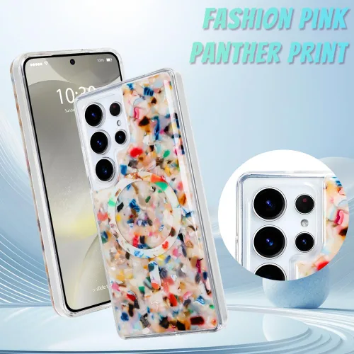 Vista 816 de Bonoma - Funda compatible con Samsung Galaxy S21 Plus, diseño de corazón con purpurina, color rosa Support for MagSafe, Plating Magnetic Case TPU