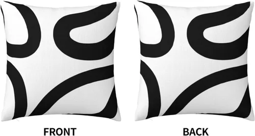Vista 3 de Funda de almohada en blanco y negro, fundas de almohada negras, decoración del hogar moderna en negro y blanco, fundas de almohada blancas, funda
