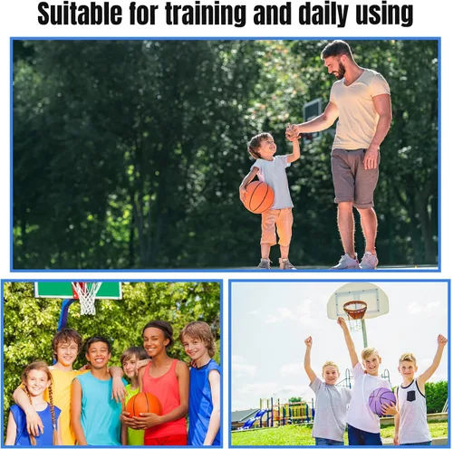 Vista 7 de Lenwen 20/30 pelotas de baloncesto de goma a granel tamaño oficial con bomba para niños jóvenes PE entrenamiento de regreso a la escuela