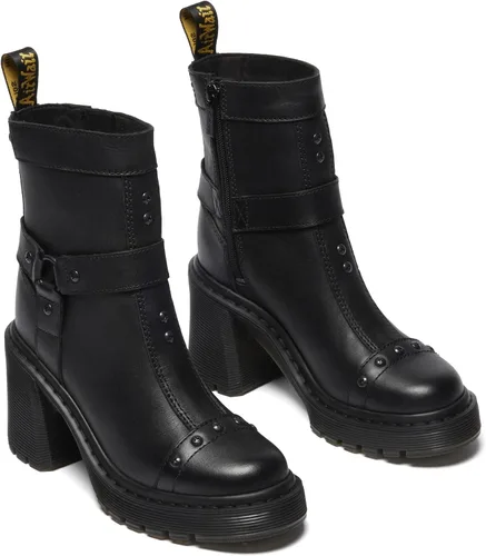 Vista 3 de Dr. Martens Botas Chelsea de cuero con tacón acampanado y arnés Spence para mujer