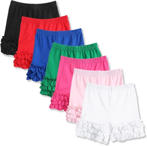 Vista 5 de Ashken Pantalones cortos de algodón con volantes para niñas pequeñas, 3 meses a 6 años