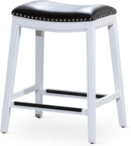 Vista 14 de DTY Indoor Living Durango - Taburete de cuero regenerado, taburete de mostrador de 24 pulgadas, acabado espresso, asiento de cuero negro