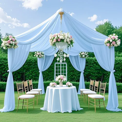 Vista 11 de Cortinas de techo verdes para cortinas de boda para techo, tela drapeada, 2 paneles de 5 x 20 pies, cortinas de tela para cortinas de arco de boda