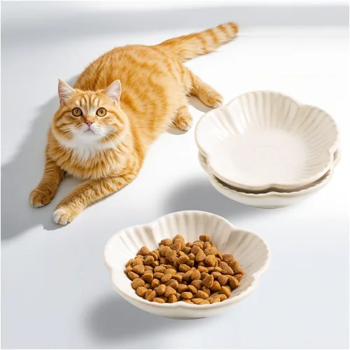 Vista 9 de Mecaikru Tazones de comida para gatos, platos de cerámica para gatos, plato para comida, agua y aperitivos, 4.72 pulgadas, uso en interiores