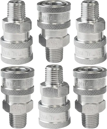 Vista 15 de Essential Washer Enchufe hembra NPT de 1/4 pulgadas de acero inoxidable Accesorios de conexión rápida para lavadora a presión 5000 PSI Juego