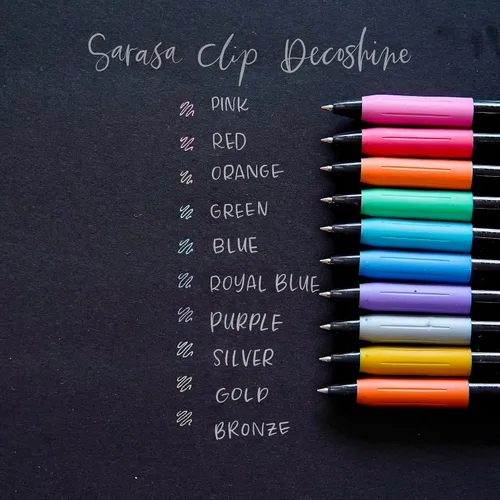 Vista 5 de Zebra Pen Sarasa Clip Decoshine - Bolígrafo de gel retráctil, punta fina de 0.020 in, colores metálicos surtidos, funciona bien en papel oscuro