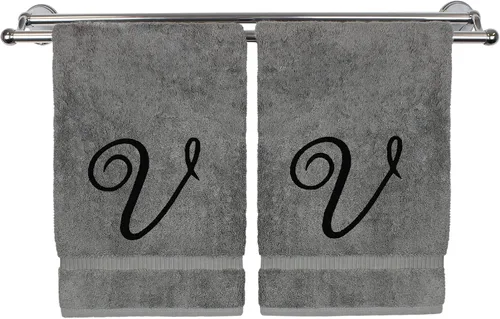 Vista 111 de Toalla de mano con monograma, regalo personalizado, 16 x 30 pulgadas, extra absorbente, 100% algodón turco, acabado de rizo suave, para baño, cocina