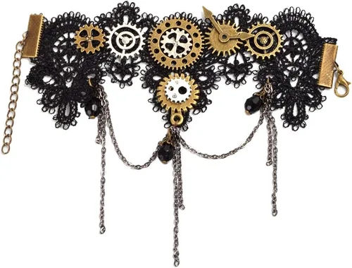 Vista 11 de BLESSUME - Brazalete Steampunk de encaje Negro 1 (1 pieza)