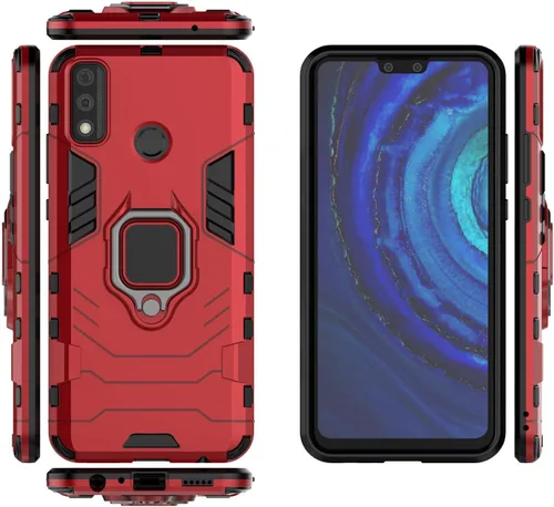 Vista 5 de Funda para Huawei Y8S 2020, soporte de anillo giratorio 360 con soporte magnético para automóvil, color negro