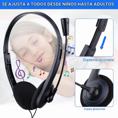 Vista 2 de Yunsailing Paquete de 30 auriculares para aula con micrófono, negro