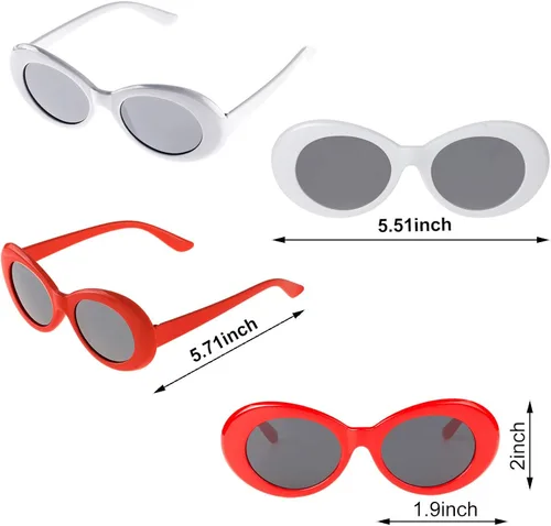 Vista 3 de CICINUJOY Paquete de 10 lentes ovalados retro Mod con marco grueso, lentes redondos, a cuadros, para mujeres, niñas, hombres, adolescentes, niños