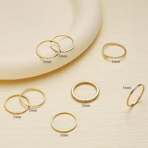 Vista 4 de UBGICIG Juego de 8 anillos apilables de acero inoxidable, paquete de anillos finos
