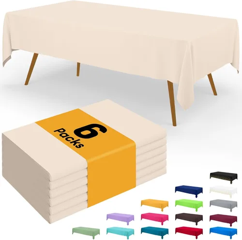 Vista 38 de Smiry - Juego de 6 manteles desechables, 54 x 78 pulgadas, manteles impermeables rectangulares para fiestas, cubierta de mesa de plástico