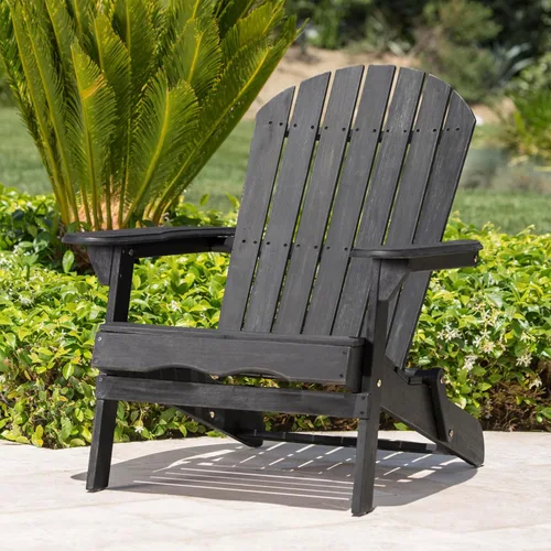 Vista 11 de Silla Adirondack plegable, sillas Adirondack azul para exteriores con textura de madera, sillas de madera de acacia, para todo tipo de clima
