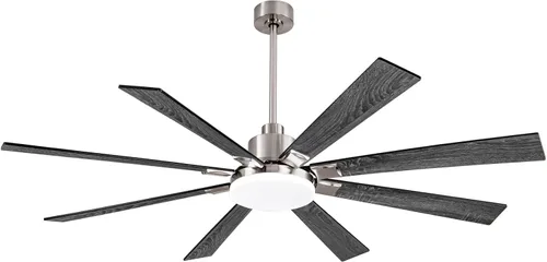 Vista 10 de Ventilador de techo iluminado de 62 pulgadas, negro, con control remoto, función de memoria completa, funcionamiento silencioso, ideal para garajes