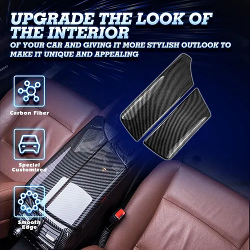 Vista 6 de x xotic tech Funda para reposabrazos central para interior del automóvil, con patrón de fibra de carbono, caja de almacenamiento, protector de tapa