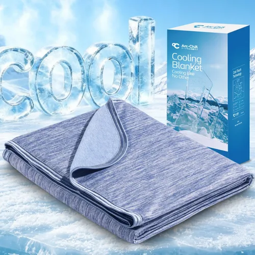 Vista 25 de Marchpower - Manta de enfriamiento para niños que duermen con calor, manta de lana fresca Arc-Chill con diseño de doble cara, fibra de enfriamiento