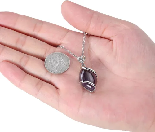 Vista 6 de Jovivi Collar de Piedra de Cuarzo Rosa y Amatista para Mujeres y Hombres, Joyería de Colgante de Cristal Reiki Curativo de Gema Natural