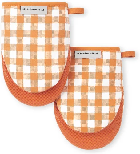 Vista 11 de Juego de 2 manoplas mini para horno Kitchenaid Gingham, Terciopelo Azul, 5.5"x8