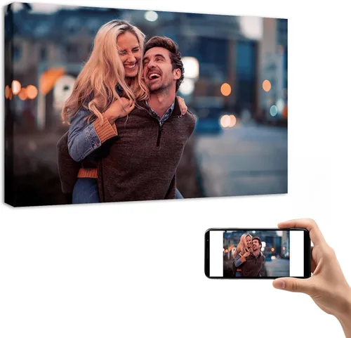 Vista 19 de YYYYHPP Impresiones en lienzo con tus fotos, arte de pared personalizado de foto a lienzo, impresión en lienzo para boda, familia, bebé, mascotas