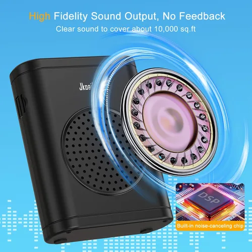 Vista 3 de Amplificador de voz con micrófono inalámbrico de solapa con clip, [Bluetooth 5.3] Micrófono para profesor para aula, Sistema PA de altavoz mini