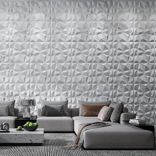 Vista 3 de Art3d Textures - Paneles de pared 3D con diseño de diamante de mármol blanco brillante para decoración de pared interior, paquete de 12 azulejos