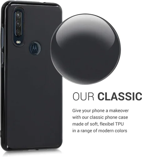Vista 3 de kwmobile Funda compatible con Motorola One Action - Funda protectora de silicona TPU suave y delgada, color negro mate
