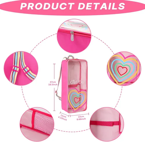 Vista 3 de ZITA ELEMENT - Mochila de viaje para muñeca de 18 pulgadas, estilo arco iris