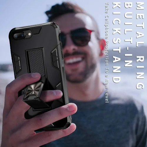 Vista 8 de Funda para iPhone 8 Plus 7 Plus 6 Plus con protector de pantalla de grado militar integrado con soporte de apoyo, armadura resistente a prueba