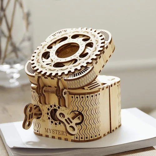 Vista 6 de ROKR Caja de tesoros con rompecabezas mecánicos de madera 3D Modelo de rompecabezas DIY Proyectos de rompecabezas mentales para adultos Edad 14+
