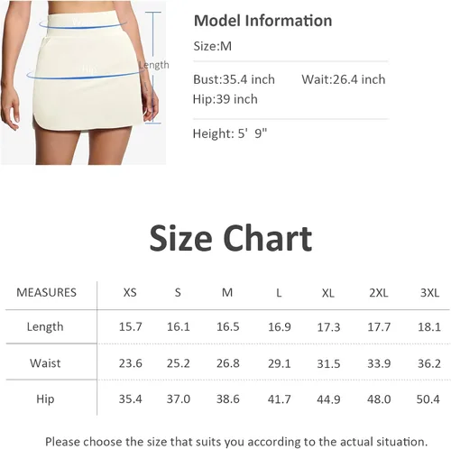 Vista 7 de THE GYM PEOPLE Falda pantalón de golf para mujer, de cintura alta, ligera, atlética, casual, pantalones cortos integrados con 4 bolsillos