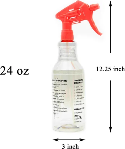 Vista 4 de Youngever Paquete de 3 botellas de spray vacías, botellas de spray para soluciones de limpieza, multiusos con acabado transparente, rociador