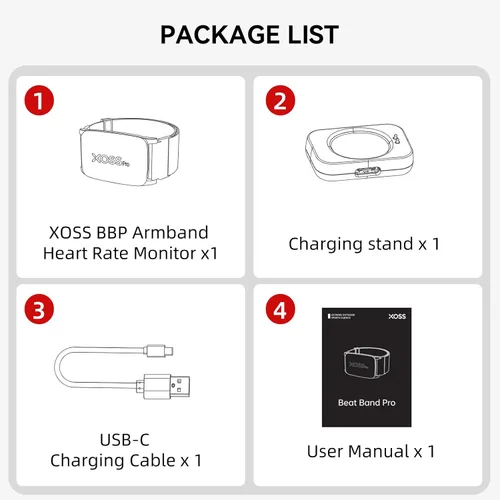 Vista 7 de XOSS BBP Heart Rate Monitor Armband with Bluetooth5.0 & ANT+, IPX68 Waterproof & Rechargeable 60Hour Battery Life Monitor Watch for Exercise