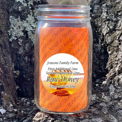 Vista 2 de Raw Honey - Etiquetas redondas autoadhesivas personalizadas (etiqueta-01, 12 etiquetas en 1 hoja)