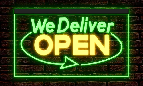 Vista 5 de 110020 We Deliver Open Services Cafe Fast food Shop Restaurant Display LED Light Neon Sign (12" X 8", 16 Colors By Remote)
