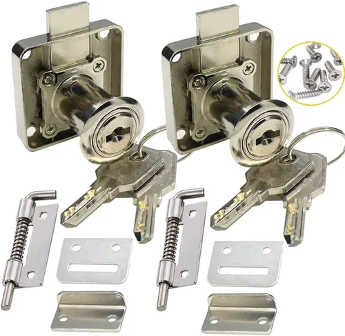 Vista 12 de Cerradura de seguridad pesada para armario con llaves (con llave similar), puerta doble individual, uso general, se adapta a paneles de madera