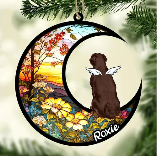 Vista 30 de LOVELYPOD Adorno de Navidad personalizado para perro Basset Hound (marrón) Basset Hound (marrón) adorno para atrapasoles de perro, razas de perros