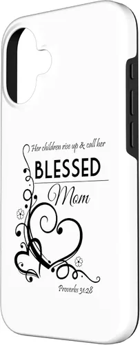 Vista 2 de Blessed Mom Proverbs 31:28 Christian Gift for Mother Case for iPhone 16