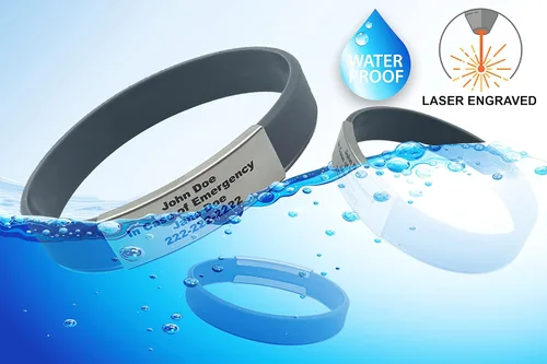 Vista 2 de Pulsera de identificación médica personalizada - Pulsera de seguridad para personas mayores grabada personalizada - Alerta de Alzheimer