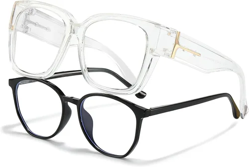 Vista 14 de LVIOE Lentes con filtro de luz azul para mujeres y hombres, anteojos de bloqueo de luz azul de gran tamaño para llevar sobre anteojos LB7511