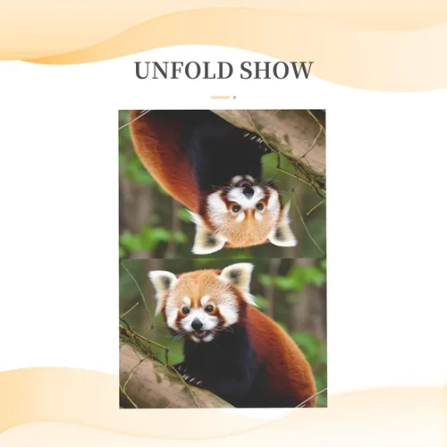 Vista 7 de Tarjetas de felicitación con sobres, tarjeta de felicitación con sobres, tarjeta de felicitación de Little Panda rojo en blanco para todas