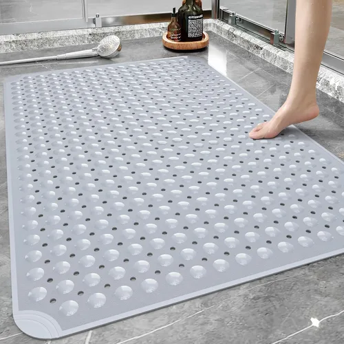 Vista 14 de Yolife Tapete de ducha extra grande, 34.3 pulgadas de largo x 23.3 pulgadas de ancho, tapete de ducha antideslizante de elastómero termoplástico