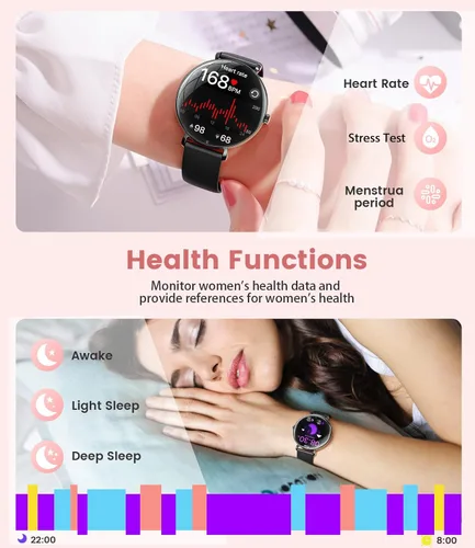 Vista 6 de LIGE Reloj inteligente ultrafino para mujer (respuesta/hacer llamadas), reloj inteligente con pantalla de 1.43 pulgadas con frecuencia cardíaca