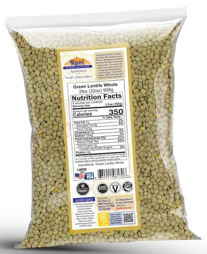 Vista 2 de Rani Masoor Enteras (Lentejas verdes enteras con piel) 32 onzas (2 libras) 32.03 oz ~ Todo natural Vegano Apto para gluten Sin OMG Kosher