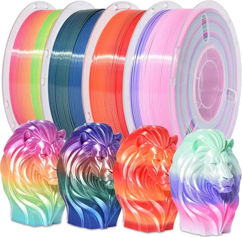 Vista 44 de Silk Rainbow 3D Printer Filament 1.75mm Multi-Color PLA Filament Fast Color Change Candy Color 3D Printing Filament, 1kg Spool Color caramelo