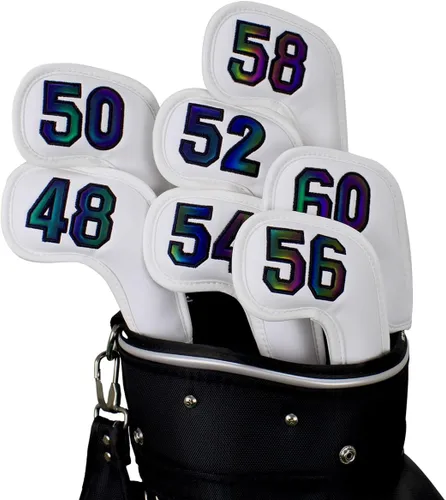 Vista 8 de Scott Edward Prof 7pcs Cuña de cuero Golf Iron Head Covers Club Protector Impermeable y Resistente a los arañazos 48 50 52 54 56 58 60 grados
