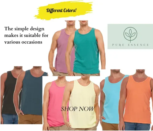 Vista 7 de Pure Essence Paquete de 2 camisetas sin mangas teñidas para hombre, camisetas casuales ideales para gimnasio, entrenamiento, correr, playa o uso