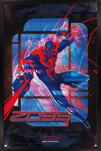 Vista 8 de Marvel Spider-Man: Across the Spider-Verse - Póster de pared de Spider-Man 2099, 22.4 pulgadas de largo x 14.7 pulgadas de ancho, versión enmarcada