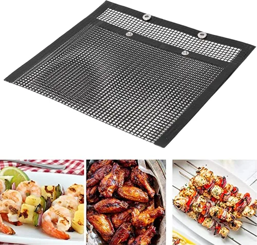 Vista 2 de Bolsa de malla antiadherente para parrilla, resistente a altas temperaturas, bolsa de barbacoa reutilizable para carbón, gas, parrillas eléctricas